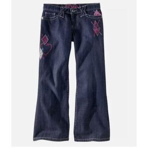 NEW Gap Kids girls jeans 5 embroidered argyle plaid patchwork bootcut denim pant